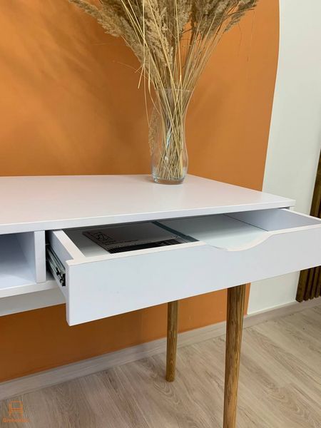 Письменный стол LION Сканди-1 Нимфея Альба (белый)/Самоа дымчатый (LION-041199)