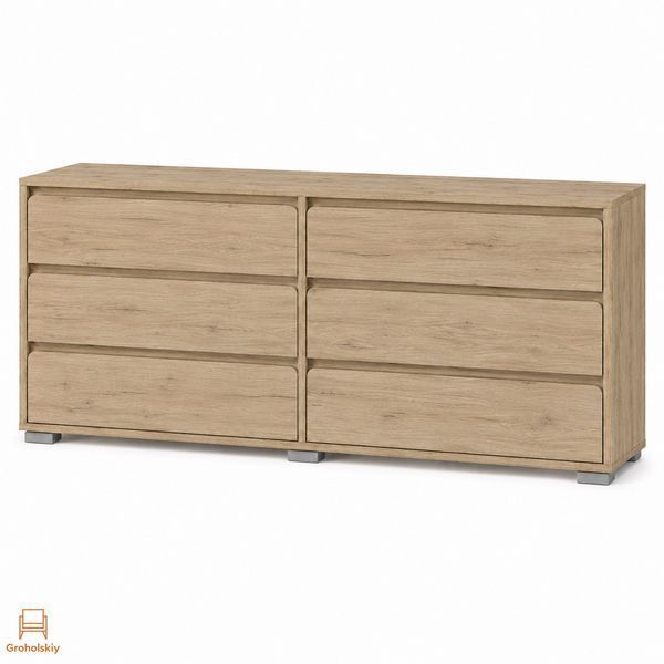 Комод на 6 ящиков LION АРТ-3 160х43х80 см Дуб Крафт серый (LION-045416)