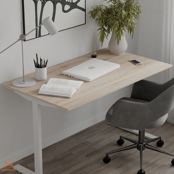 Стол письменный Space Ferrum-decor 750x1000x700 Белый металл ДСП Дуб Сан-Марино 16 мм (FRD-107882)