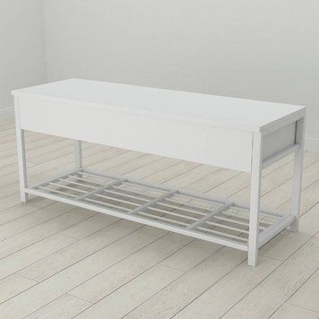 Банкетка з ящиком Ferrum-decor Дрейк 2 550x1200x400 метал Білий ДСП Біле 16 мм (FRD-103073), Білий