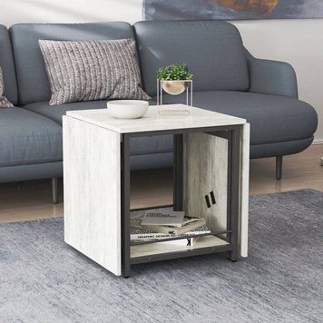 Стіл журнальний трансформер Куб Комбо Ferrum-decor 540x532x500 Чорний метал ДСП Бетон 16 мм (FRD-105155)