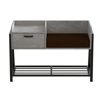 Банкетка із тумбочкою Ferrum-decor Бланка 540x1000x320 метал Чорний ДСП Бетон 16 мм (FRD-103030), Бетон