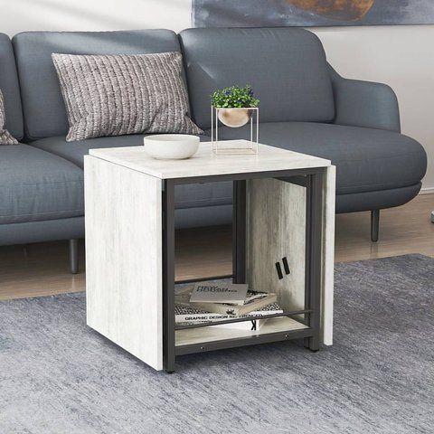 Стіл журнальний трансформер Куб Комбо Ferrum-decor 540x532x500 Чорний метал ДСП Бетон 16 мм (FRD-105155)