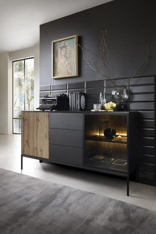 Комод с подсветкой Perfect Home Сенто KSZ154 2D3S Черный/дуб вотан