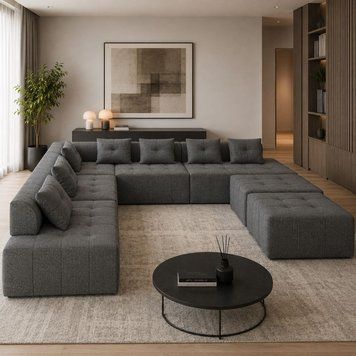 Угловой диван Мекко Paradise 3500*3500 Perfect III категория Austin 19 Anthracite (MEK-161509)