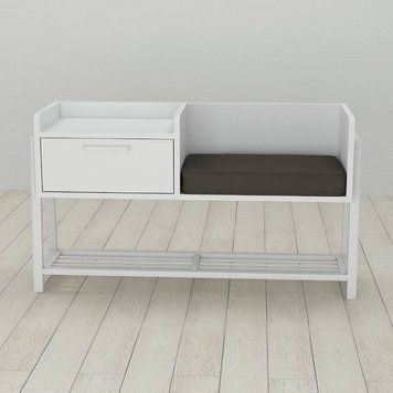Банкетка із тумбочкою Ferrum-decor Бланка 540x1000x320 метал Білий ДСП Біле 16 мм (FRD-103031), Білий