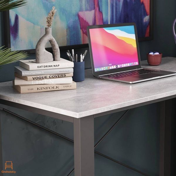 Письмовий стіл Ferrum-decor Драйв 750x1400x600 Чорний метал ДСП Бетон 32 мм (FRD-103344)