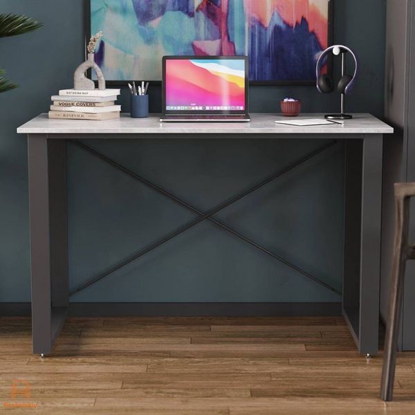 Письмовий стіл Ferrum-decor Драйв 750x1400x600 Чорний метал ДСП Бетон 32 мм (FRD-103344)