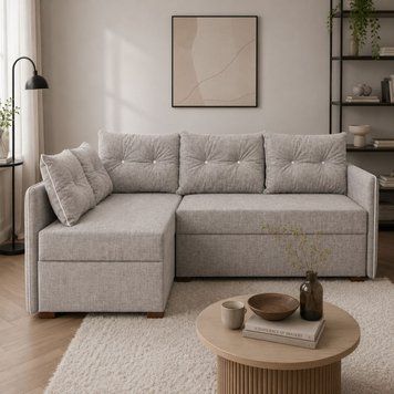 Угловой диван ортопедический Мекко Meet 2080х1430 Pocket Spring Cocos IV категория Bestseller Marble (MEK-161205)