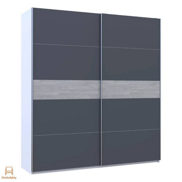 Шкаф купе Doros G-Caiser Белый/Графит вставка Бетон 2 ДСП /5 частей 220х60х240 (44900281) (DRS-012232)