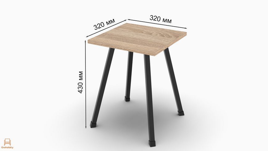 Табурет кухонний Ferrum-decor 430x320x320 Чорний метал ДСП Дуб Сонома 16 мм (FRD-104640)