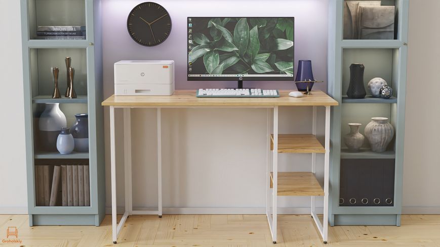 Комп'ютерний стіл Ferrum-decor Кевін 75x140x60 білий ДСП Дуб Артизан 32 мм (FRD-107229)