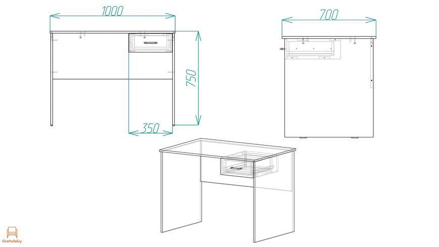 Стіл комп'ютерний Бад Ferrum-decor 750x1000x700 ДСП Дуб Сан-Марино 16 мм (FRD-104765)