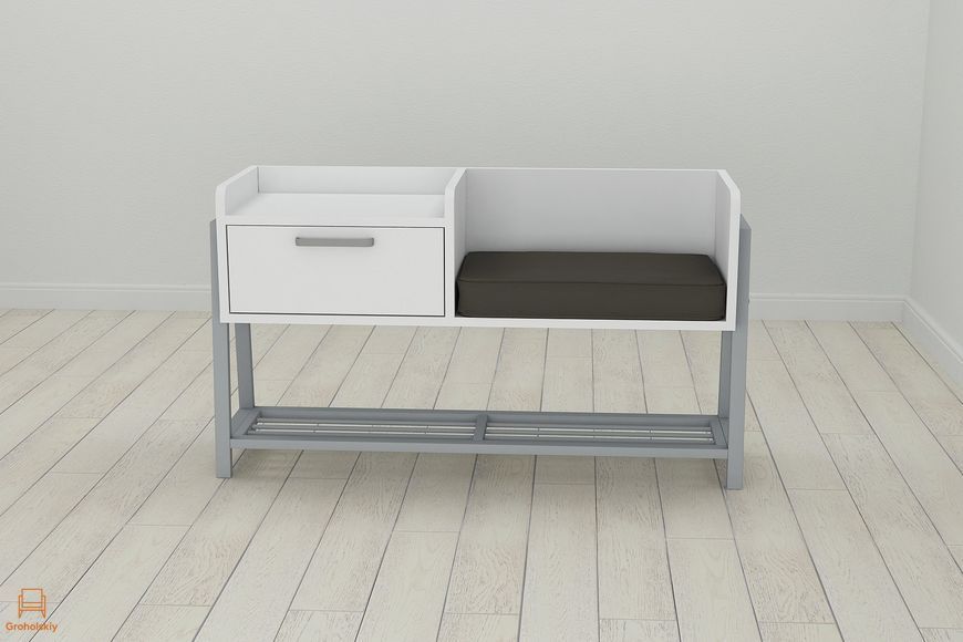 Банкетка із тумбочкою Ferrum-decor Бланка 540x1000x320 метал Сірий ДСП Біле 16 мм (FRD-103038), Білий