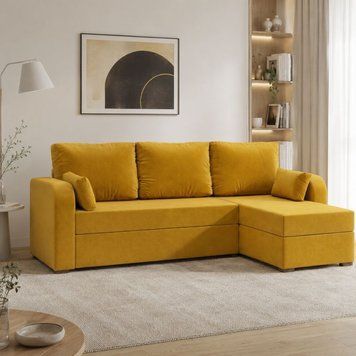 Угловой диван ортопедический Мекко Wilson 1950*1450 Bonel Standart Hard Plus II категория Allure Premium Yellow (MEK-161513)
