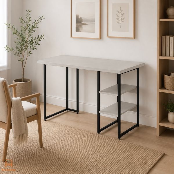 Стіл письмовий Кевін Ferrum-decor 75x100x70 Чорний метал ДСП Кашемір 32 мм (FRD-108138)