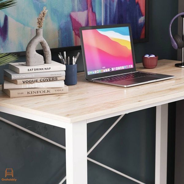 Письмовий стіл Ferrum-decor Драйв 750x1400x700 Білий метал ДСП Дуб Сан-Марино 16 мм (FRD-103207)