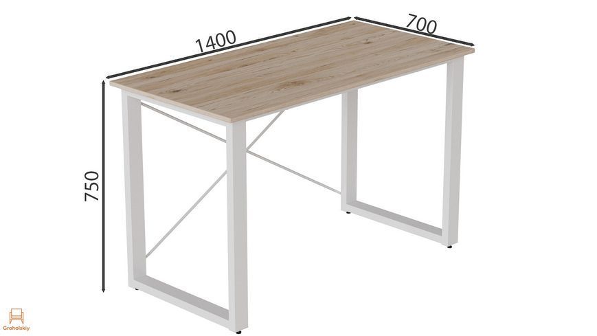 Письмовий стіл Ferrum-decor Драйв 750x1400x700 Білий метал ДСП Дуб Сан-Марино 16 мм (FRD-103207)