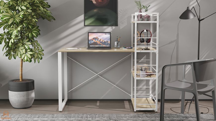 Письменный стол Ferrum-decor Серии Конект c этажеркой 75x120x600 белый ДСП Дуб Сонома 16мм (FRD-104227)