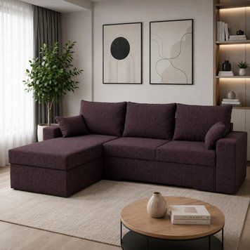 Угловой ортопедический диван Мекко Epoh 3000&times;1800 Gold III категория Austin 7 Aubergine (MEK-161611)