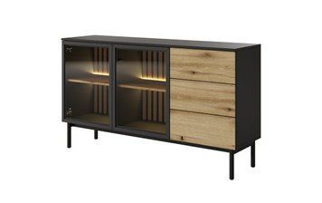 Комод с подсветкой Perfect Home Ланг/Lang 2-дверный с 3 ящиками 2D3S/150 Черный/дуб эвок (PFH-091143)