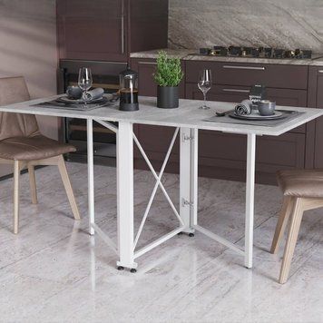Стіл-книга трансформер Ferrum-decor Оріон-2 750х1520х730 білий метал/ДСП бетон