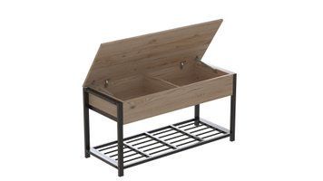 Банкетка з ящиком Ferrum-decor Дрейк 1 550x1000x400 метал Чорний ДСП Дуб Сан-Марино 16 мм (FRD-103046), Дуб Сан-Марино