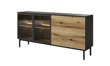 Комод с подсветкой Perfect Home Ланг/Lang 2-дверный с 3 ящиками 2D3S/180 Черный/дуб эвок (PFH-091142)