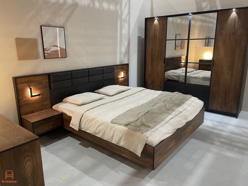 Шафа для одягу Perfect Home Мілтон / Milton 4-дверна з дзеркалом 4D2S/220 Каштан/антрацит (PFH-091085)