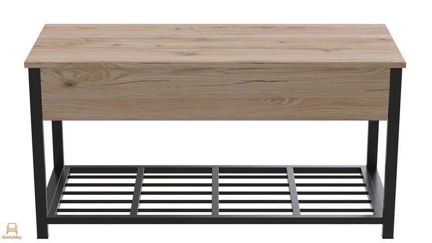 Банкетка з ящиком Ferrum-decor Дрейк 1 550x1000x400 метал Чорний ДСП Дуб Сан-Марино 16 мм (FRD-103046), Дуб Сан-Марино