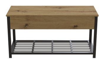 Банкетка з ящиком Ferrum-decor Дрейк 1 550x1000x400 метал Чорний ДСП Дуб Артизан 16 мм (FRD-103050), Дуб артизан