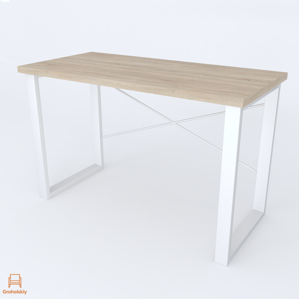 Письмовий стіл Ferrum-decor Драйв 750x1400x600 Білий метал ДСП Дуб Сонома 32 мм (FRD-103355)