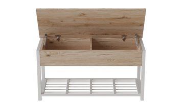 Банкетка з ящиком Ferrum-decor Дрейк 2 550x1200x400 метал Білий ДСП Дуб Сан-Марино 16 мм (FRD-103074), Дуб Сан-Марино