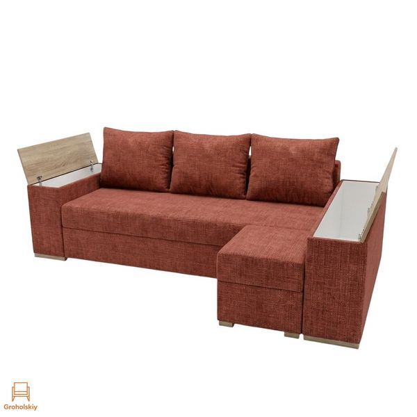 Угловой ортопедический диван Мекко Cube Comfort 2650x1600 Pocket Spring Cocos IV категория Bestseller Terracotta (MEK-161765)