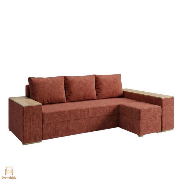 Угловой ортопедический диван Мекко Cube Comfort 2650x1600 Pocket Spring Cocos IV категория Bestseller Terracotta (MEK-161765)