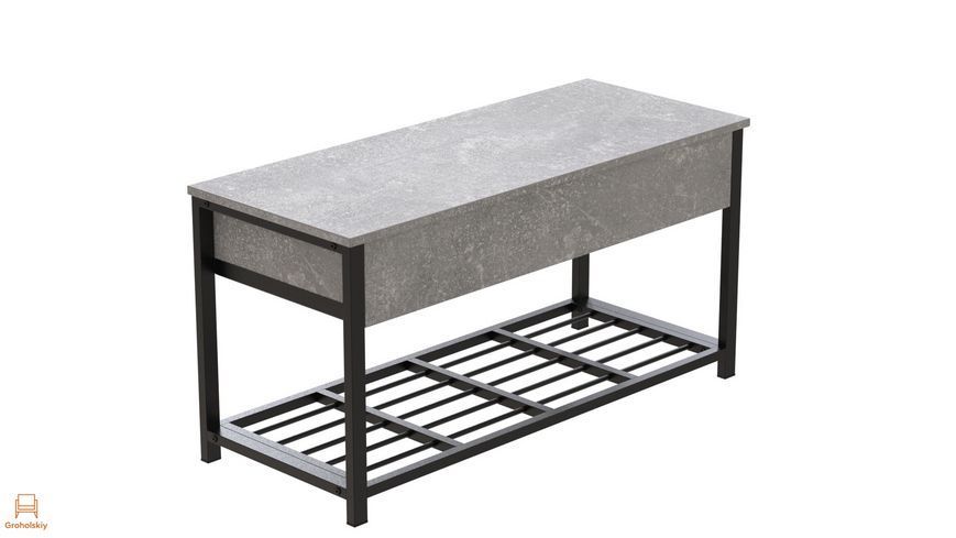 Банкетка с ящиком Ferrum-decor Дрейк 1 550x1000x400 металл Черный ДСП Бетон 16 мм (FRD-103051)
