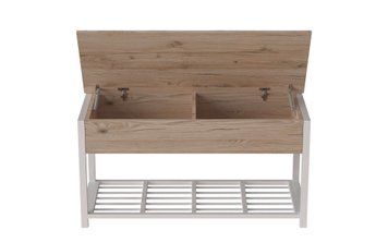 Банкетка з ящиком Ferrum-decor Дрейк 1 550x1000x400 метал Білий ДСП Дуб Сан-Марино 16 мм (FRD-103053), Дуб Сан-Марино