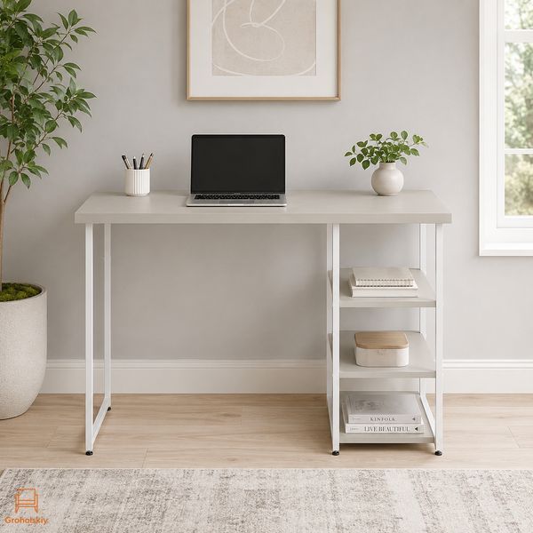 Стіл письмовий Кевін Ferrum-decor 75x120x70 Білий метал ДСП Кашемір 32 мм (FRD-108145)