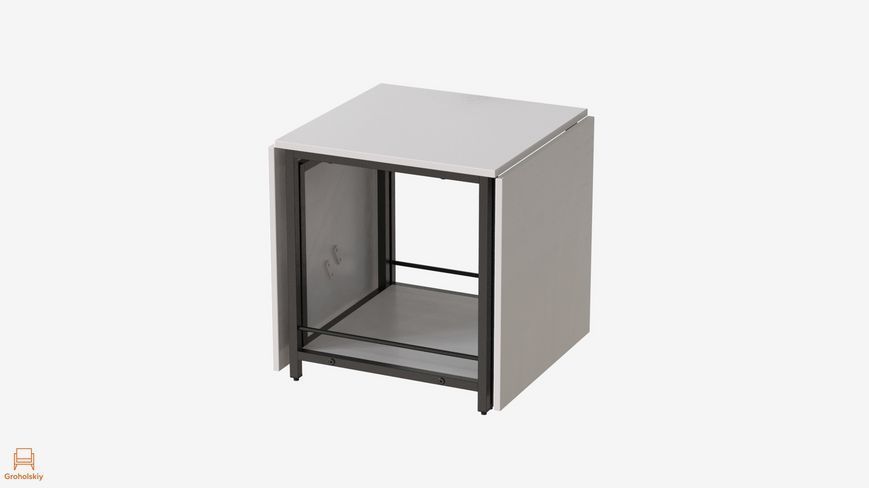 Стол журнальный трансформер Куб Комбо Ferrum-decor 540x532x500 Черный металл ДСП Белое 16 мм (FRD-105150)
