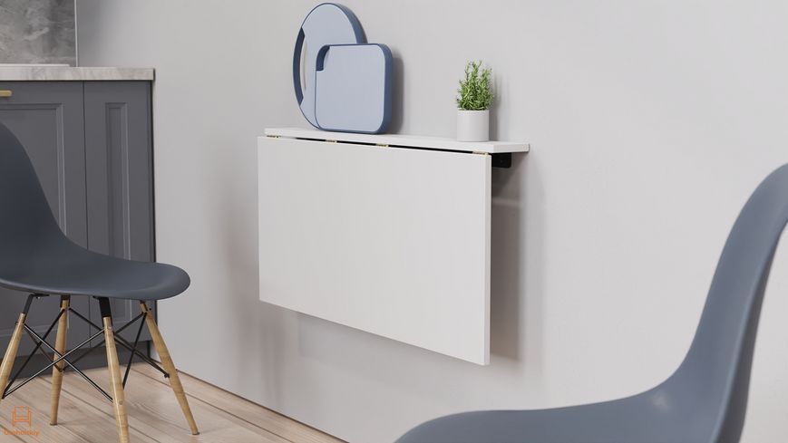 Обеденный стол-трансформер Ferrum-decor Ника настенный 420х900х500 чёрный металл/ДСП белый