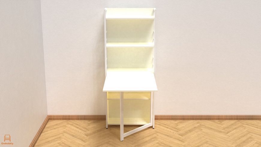 Стіл книжка з етажеркою Практик 2 Ferrum-decor 1555x640x990 Білий метал ДСП Біле 16 мм (FRD-104632)