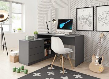 Стіл офісний письмовий Perfect Home Тео / Teo 3S/138 з 3 шухлядами Графіт (PFH-091166)