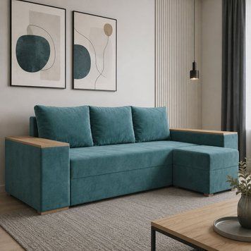Угловой ортопедический диван Мекко Cube Comfort 2650x1600 Gold IІ категория Allure Premium Aqua (MEK-161768)