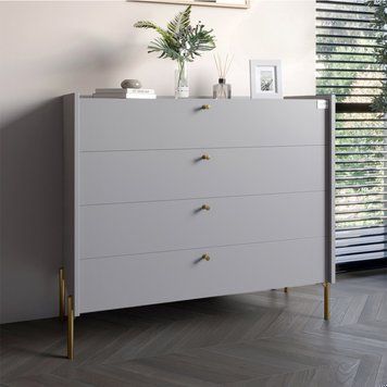 Комод із 4 шухлядами LION Wood із золотими ніжками 100х90х45 см Кашемір (LION-042968) ТОП, Кашемир
