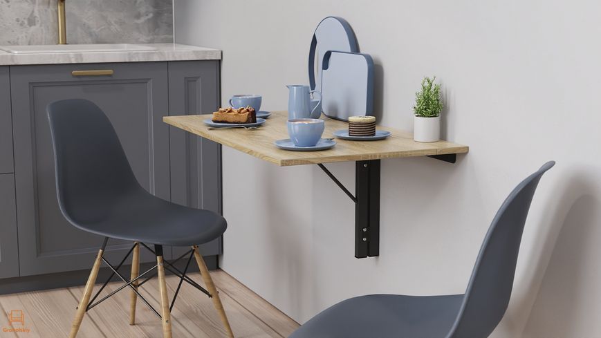 Обеденный стол-трансформер Ferrum-decor Ника настенный 420х900х500 чёрный металл/ДСП дуб сонома