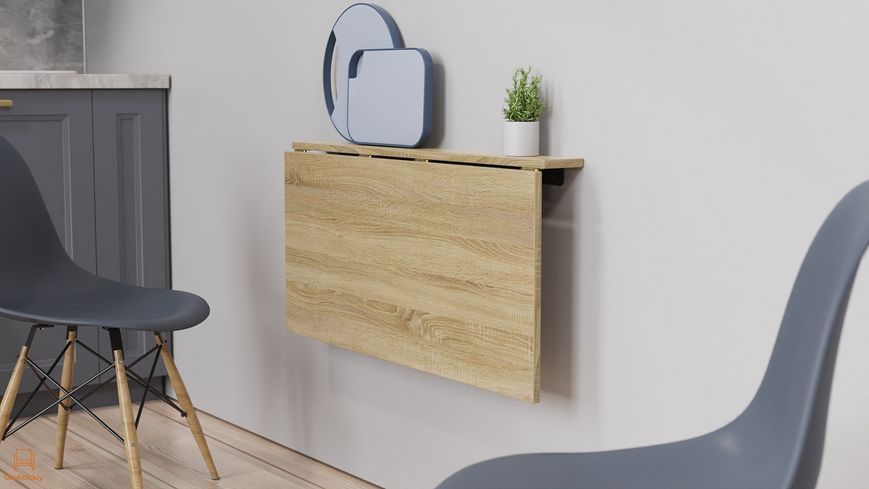 Обеденный стол-трансформер Ferrum-decor Ника настенный 420х900х500 чёрный металл/ДСП дуб сонома