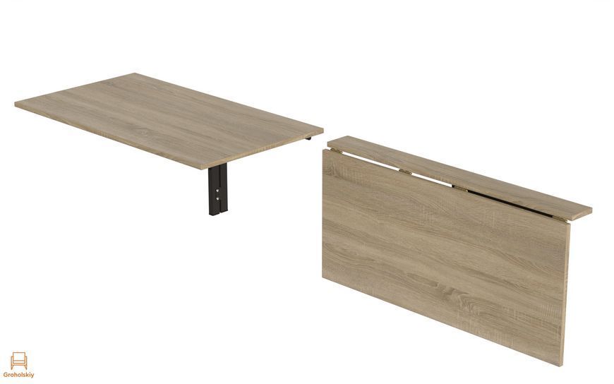 Обеденный стол-трансформер Ferrum-decor Ника настенный 420х900х500 чёрный металл/ДСП дуб сонома