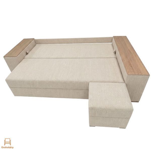 Угловой ортопедический диван Мекко Cube Comfort 2650x1600 Gold IІІ категория Austin 1 Ivory (MEK-161769)