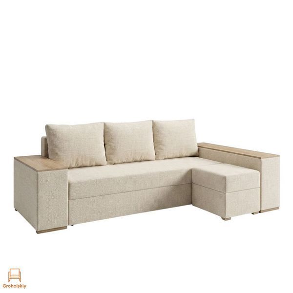 Угловой ортопедический диван Мекко Cube Comfort 2650x1600 Gold IІІ категория Austin 1 Ivory (MEK-161769)