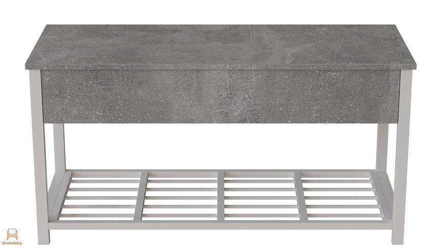 Банкетка с ящиком Ferrum-decor Дрейк 1 550x1000x400 металл Белый ДСП Бетон 16 мм (FRD-103058)